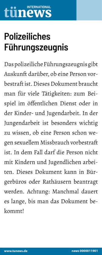 Was Kostet Das Polizeiliche Führungszeugnis Polizeiliche Führungszeugnis | Tunews International